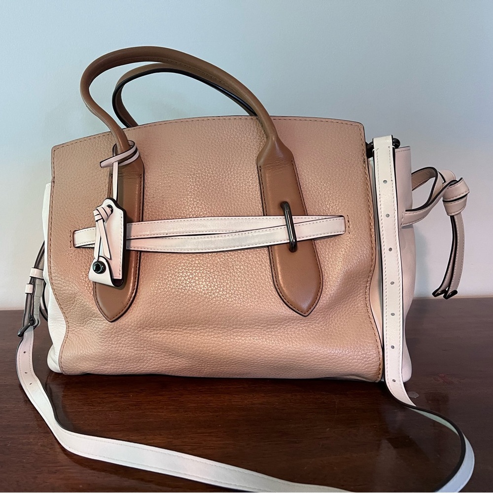 Coach Tan and Cream Tote with Elegant Handle & Shoulder Strap